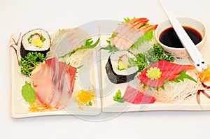 Sushi Rolls on White Background