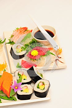 Sushi Rolls on White Background