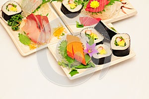 Sushi Rolls on White Background