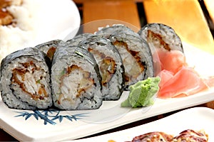 Sushi rolls with white fish