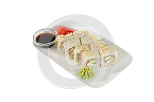 Sushi, rolls on a white isolated background