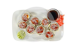 Sushi, rolls on a white isolated background