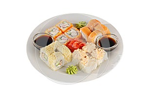 Sushi, rolls on a white isolated background