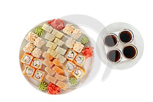 Sushi, rolls on a white isolated background