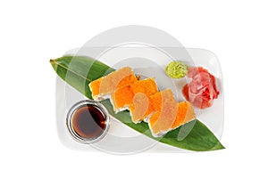 Sushi, rolls on a white isolated background