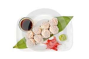 Sushi, rolls on a white isolated background