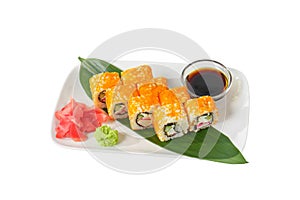 Sushi, rolls on a white isolated background