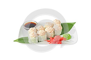 Sushi, rolls on a white isolated background