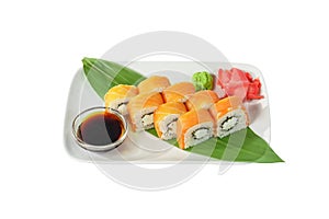 Sushi, rolls on a white isolated background