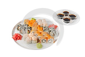 Sushi, rolls on a white isolated background