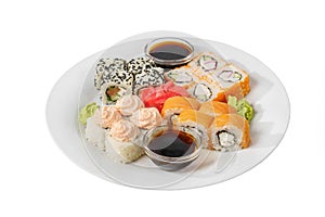 Sushi, rolls on a white isolated background