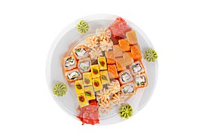 Sushi, rolls on a white isolated background