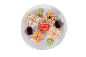 Sushi, rolls on a white isolated background