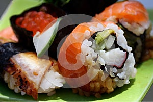 Sushi rolls wirth salmon