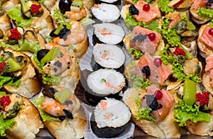 Sushi Salmon and caviar rolls