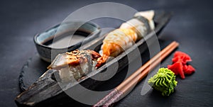 Sushi sashimi set closeup