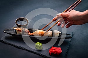 Sushi sashimi set closeup