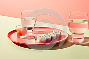 Sushi seafood meal set roll plate traditional food japanese japan concept