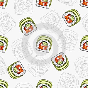 Sushi seamless pattern