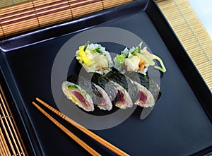 sushi served in a restaurant