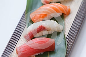 Sushi Set : Maguro Bluefin Tuna, Hamachi Yellowtail, Salmon.