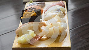 A sushi set from Otaru, Hokkaido, Japan. Variety of sushi such a photo