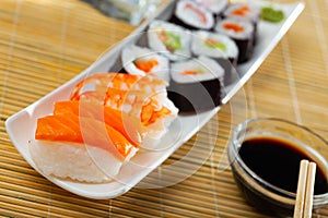 Sushi set. Popular Japanese dish