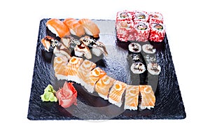 Sushi Set sashimi and sushi rolls.