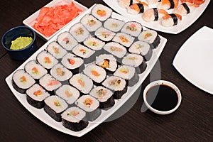 sushi set on the big white plate