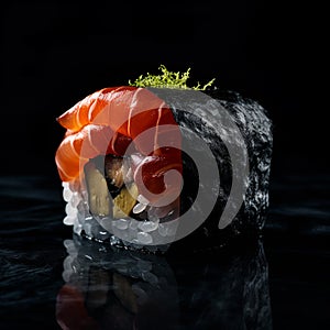 Sushi on Sleek Black Background