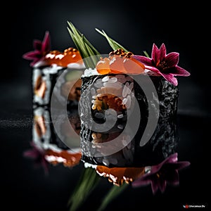 Sushi on Sleek Black Background