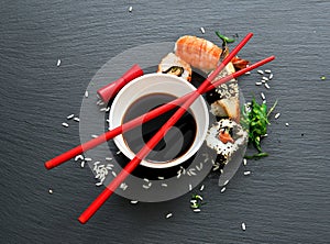 Sushi with soy
