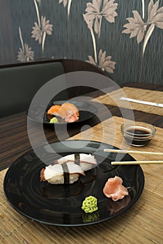 Sushi in sushi bar