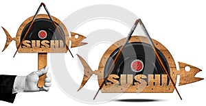 Sushi - Symbol with Wooden Fish