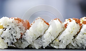 Sushi tempura shrimp roll on slate