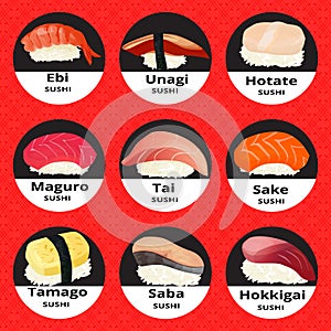 Sushi with titles