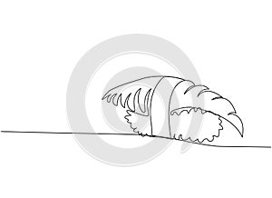 Sushi, tuna nigiri, maguro nigiri one line art. Continuous line drawing of sushi, japanese, food, roll, culture, tasty