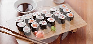 Sushi - Tuna and salmon maki roll.