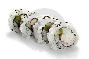 Sushi uramaki, inside out, california roll photo