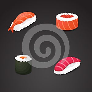 Sushi vector icon on neutral background.