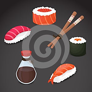 Sushi vector icon on neutral background.