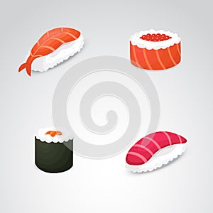 Sushi vector icon on neutral background.