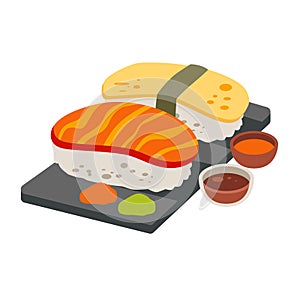 Sushi vector illustration, japanese popular dish