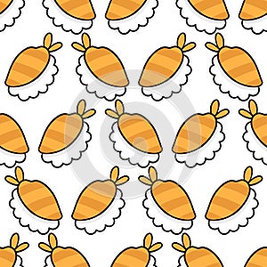 Sushimi japanese food seamless pattern textile print. repeat pattern background design