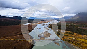 Susitna River bridge and the Denali Highway in Alaska