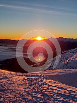 Susnset on the head of the mountain