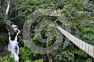 Suspended bridge in Banos Santa Agua, Ecuador photo