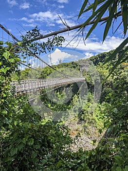 Suspended bridge on la reunion island photo