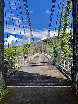 Suspended bridge on la reunion island photo