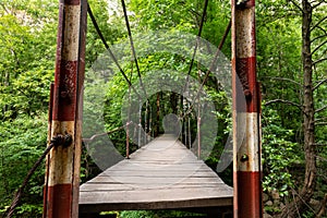 Suspended Bridge in Walking Trail at Turda Gorge in Transylvania, Romania